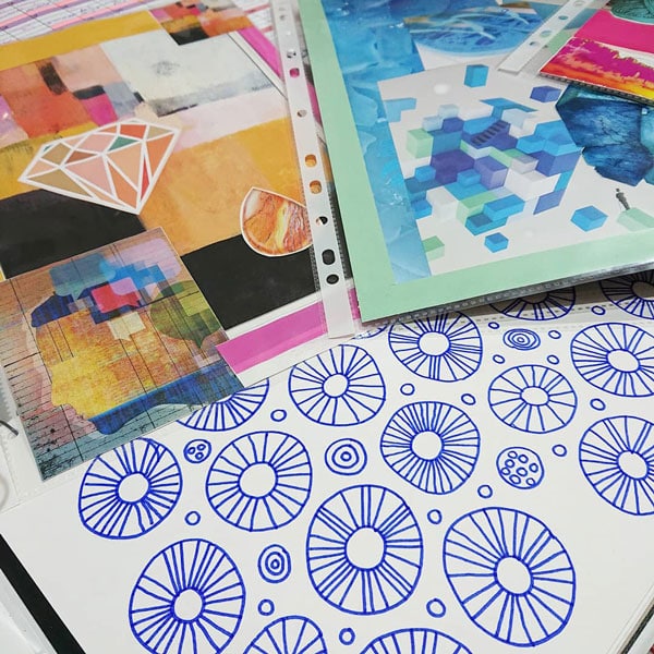 sketches and moodboards for radge design fabric